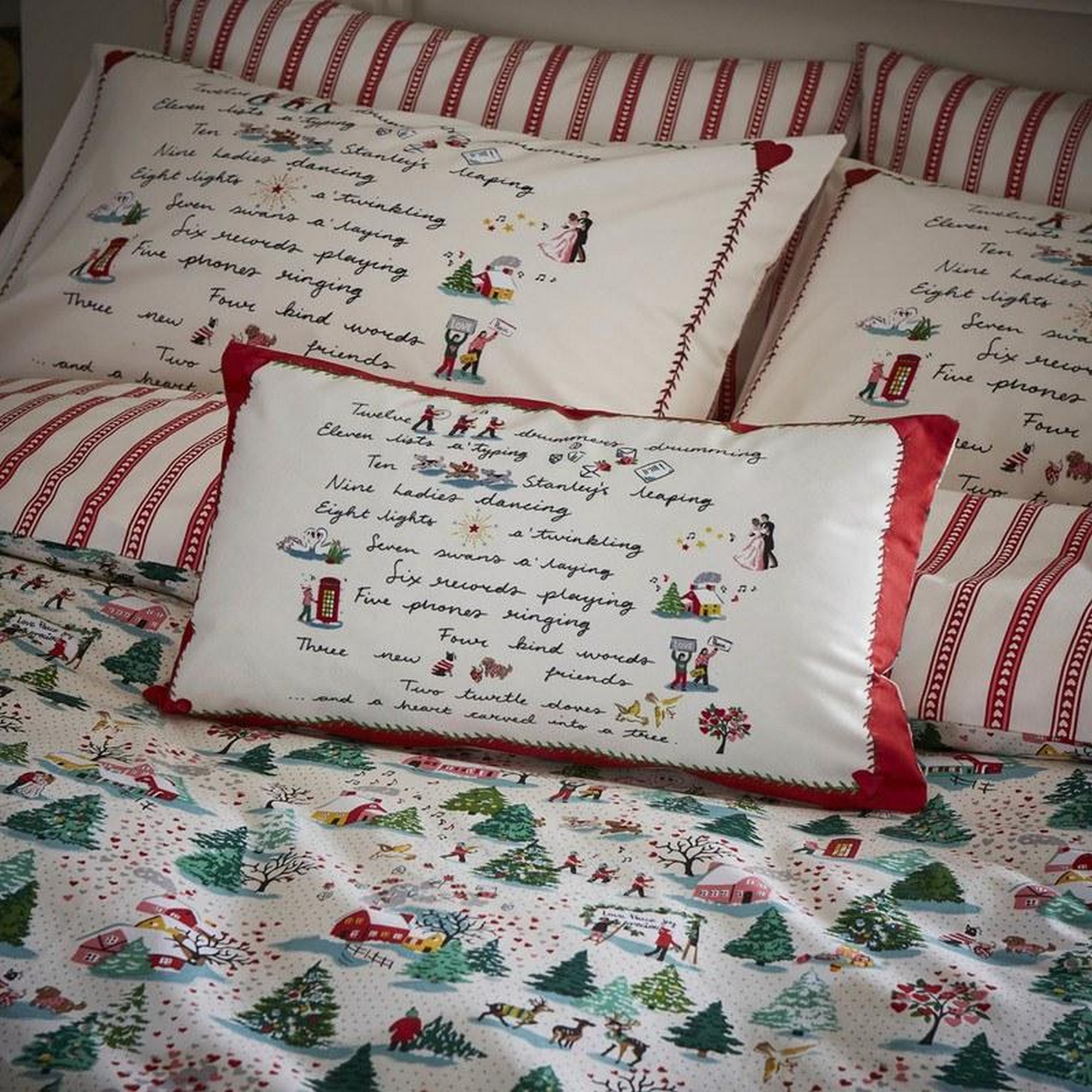 Festive Poem Cushion By Cath Kidston In Parchment